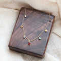 Rainbow CZ Charm Bracelet, Colourful Crystal Drops on Gold Chain